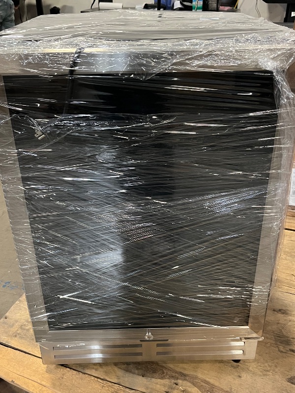 Photo 1 of Feelfunn 24 inch Beverage Refrigerator - 180 Cans Under Counter Beverage Fridge with Glass Door & Safety Lock for Beer Wine Soda, Built-in or Freestanding Drink Fridge for Home Office Kitchen or Bar
