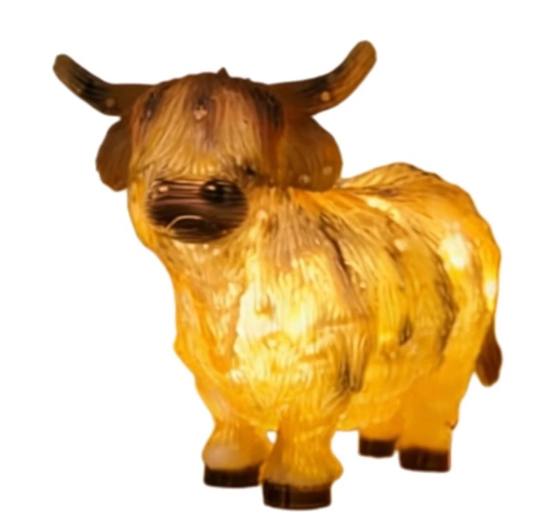 Photo 1 of Lighted Highland Cow Christmas Decorations - 3D Highland Cow Christmas Light, Resin Prelit Farm Animal Yard Display Christmas Outdoor Decor for Xmas, Farmhouse, Porch, Garden, Lawn, ect
