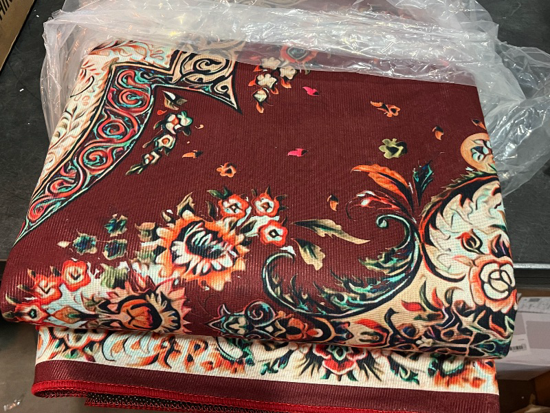 Photo 1 of BIKOZI 6x9 Area Rugs for Living Room, Machine Washable Vintage Rug, Non-Slip Low Pile Throw Rugs with Rubber Backing Washable Carpet for Bedroom Dining Room Kitchen Home Decor, Red + Blue