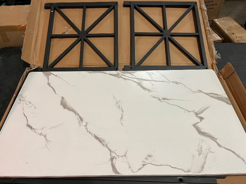 Photo 1 of AWQM Faux Marble Coffee Table for Living Room with Round Corners,2 Tier Living Room Table with Storage Shelf,Rectangular Coffee Table Center Table for Small Spaces,White