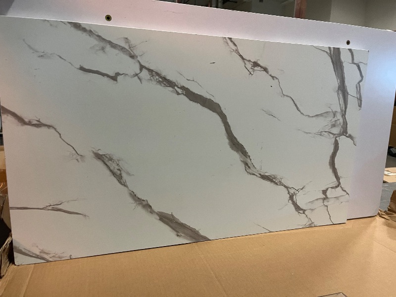 Photo 1 of AWQM Faux Marble Coffee Table for Living Room with Round Corners,2 Tier Living Room Table with Storage Shelf,Rectangular Coffee Table Center Table for Small Spaces,White