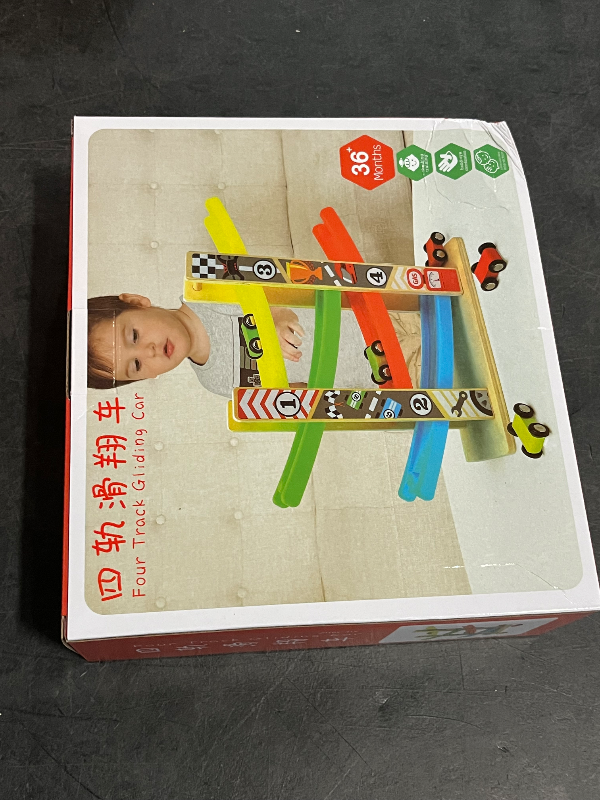 Photo 1 of Kids Cars Track Toys 4 Layer Track Tower with 4 Cars Baby Toy Reusable Wooden Track Toys Set for Toddler Baby 3+ 