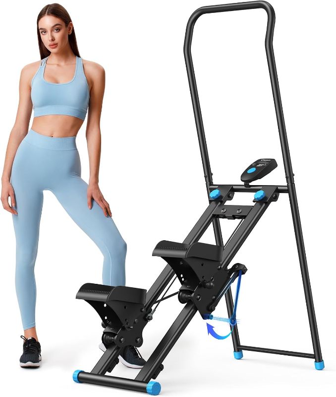 Photo 1 of MERACH Stair Stepper for Home Gym Exercise, New Version Stairmaster for Full-Body Workout, Compact Folding Stair Climber with Extended Step Range, Adjustable Handlebar/Pedal
