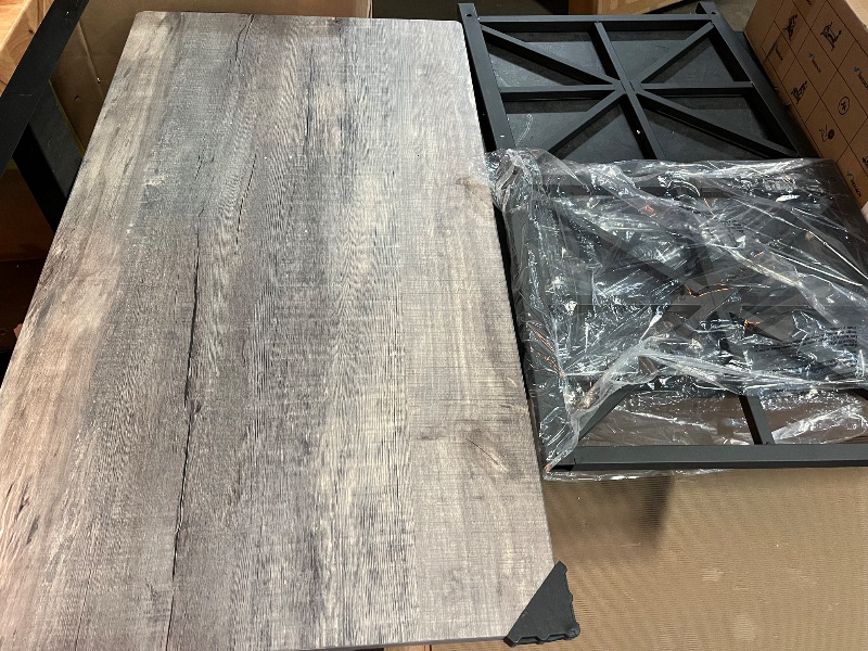 Photo 1 of AWQM Gray Coffee Table for Living Room with Round Corners, 2 Tier Living Room Table with Storage Shelf,Rectangular Coffee Table Center Table for Small Spaces,Easy Assembly