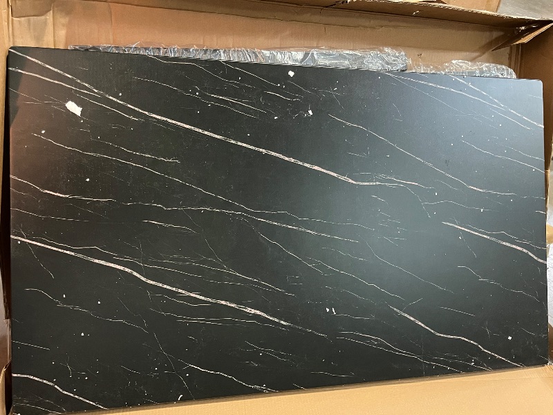 Photo 1 of DKLGG Dining Table Set for 4 Kitchen Table and Chairs Set of 4 Faux Marble Kitchen and Dining with Velvet Upholstered Dinner Chairs for Small Space Apartment Home (Black & Black)