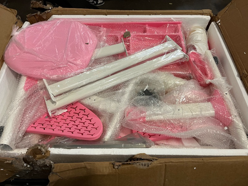 Photo 1 of Kids Desk and Chair Set, Study Table and Chair, Desk for Kids, Children's Desks with Golden Distance Design, Homeschooling Writing Desk with Desktop for Boys and Girls (Pink 3)