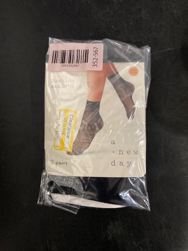 Photo 1 of One Size Fits Most Women's Fishnet & 20D Sheer 2pk Anklet Socks - a New Day™ Black One Size Fits Most: Nylon, Mesh, Lightweight, Hand Wash
