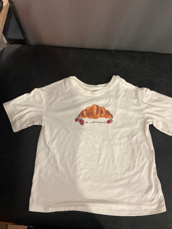 Photo 1 of (WHITE) Size XXL (16-18)Girls' Short Sleeve Notched Neck Graphic T-Shirt - art class™