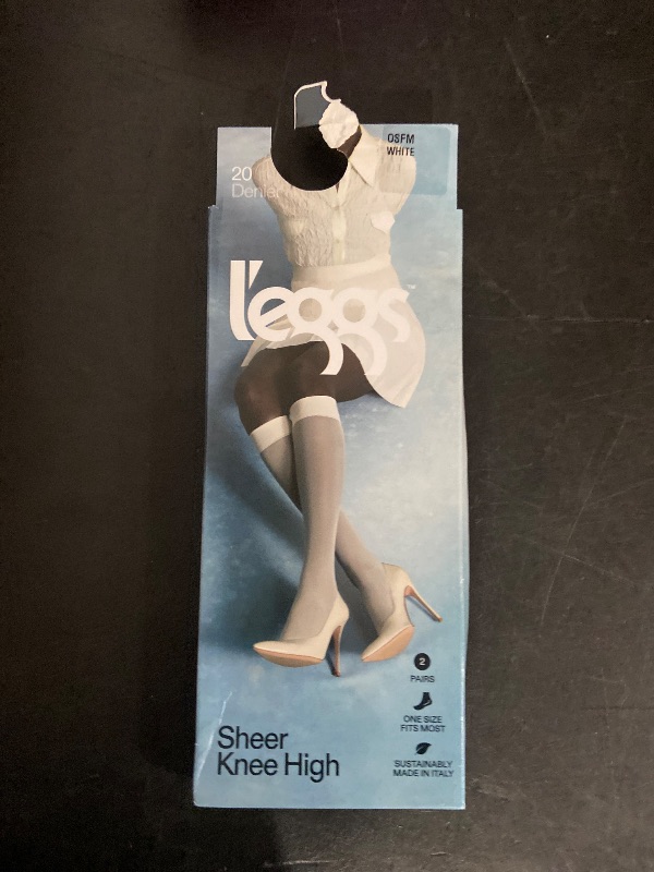 Photo 1 of One Size L'eggs Women's Sheer Knee High Socks for Style and Comfort, White, One Size (Pack of 2)