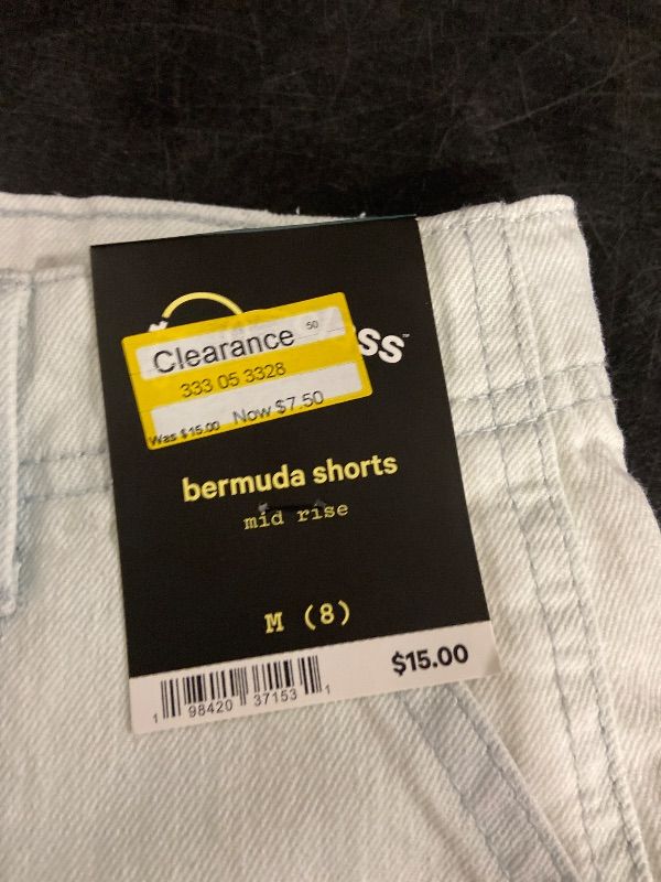 Photo 1 of (Size M 8) Girls' Mid-Rise Baggy Bermuda Jean Shorts - Art Class™ Light Wash M: Adjustable Waistband, 9.5" Inseam
