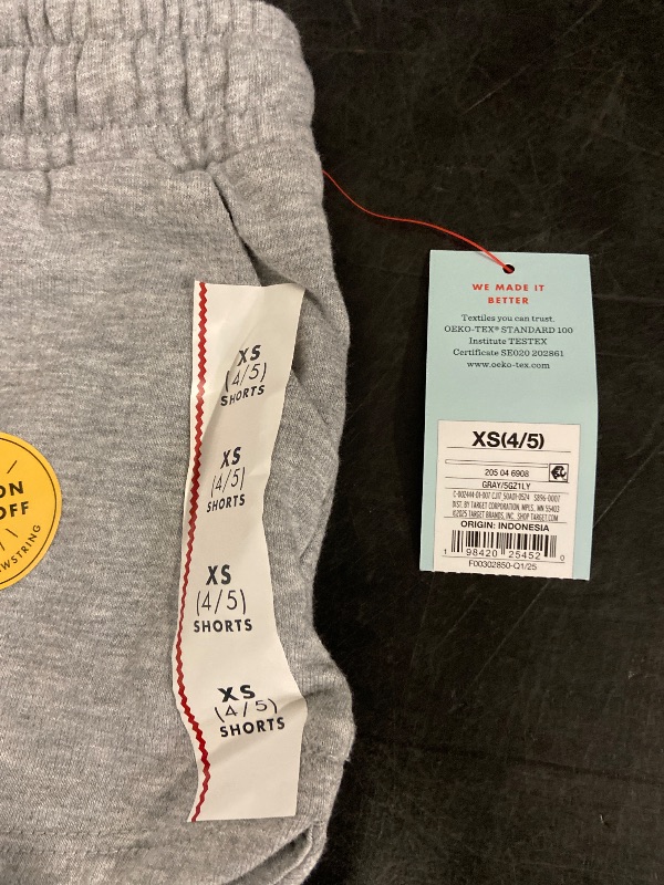 Photo 1 of (Size XS) Girls' Knit Pull-on Shorts - Cat & Jack™ Heather Gray XS: Midweight French Terry, Side Pocket