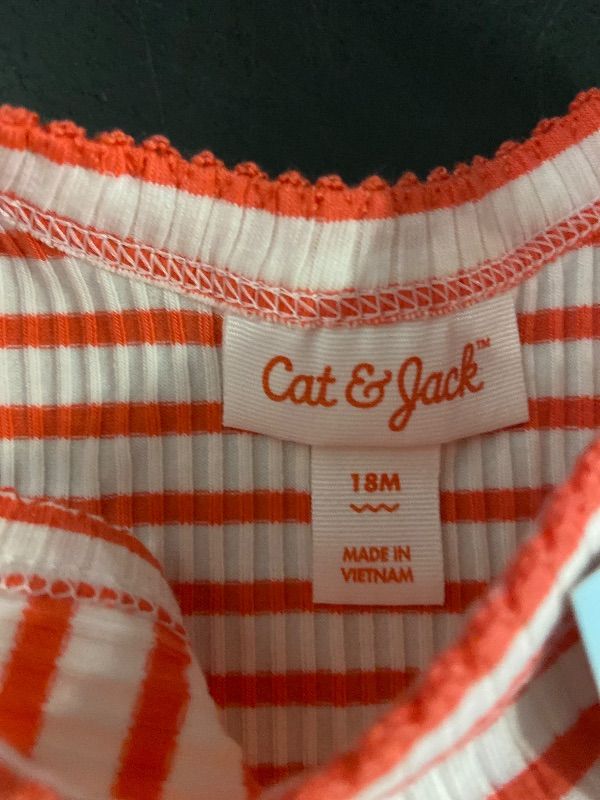 Photo 1 of (Size 18M) Toddler Girls' Striped Ribbed T-Shirt - Cat & Jack™ Coral Orange 18M