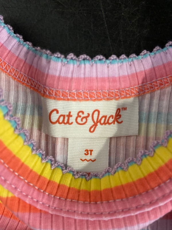 Photo 1 of ( Size 3T) Toddler Girls' Striped Ribbed T-Shirt - Cat & Jack™ 3T