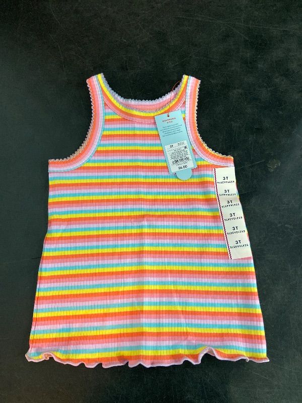 Photo 1 of ( Size 3T) Toddler Girls' Striped Ribbed T-Shirt - Cat & Jack™ 3T