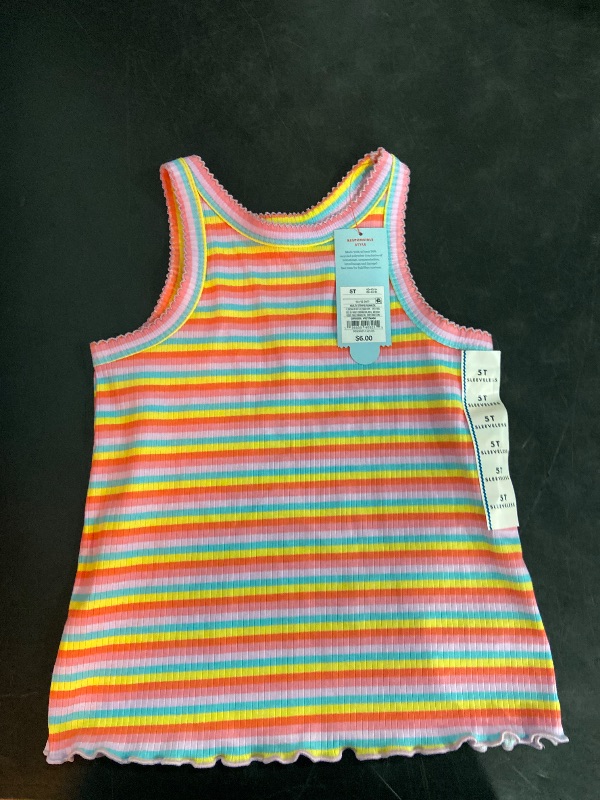 Photo 1 of ( Size 5T) Toddler Girls' Striped Ribbed T-Shirt - Cat & Jack™ 5T
