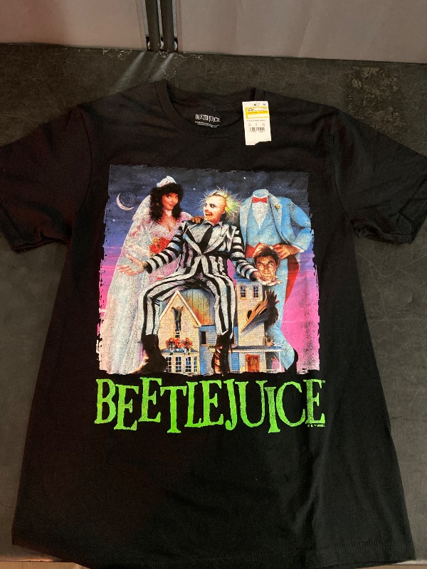 View 3 of (Size Small) Beetlejuice Mens Black Graphic Tee Short Sleeve T-Shirt