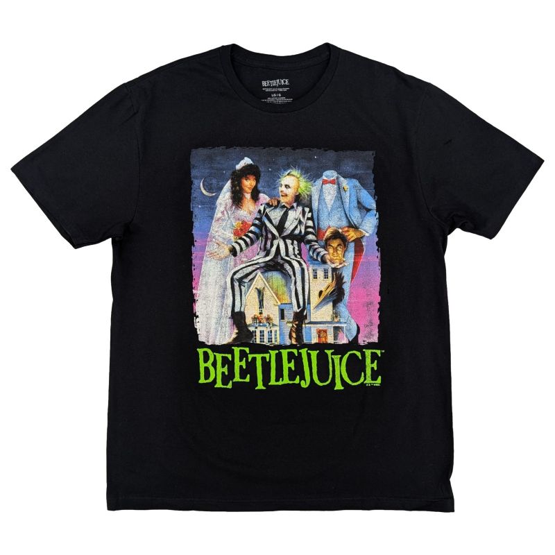 View 1 of (Size Small) Beetlejuice Mens Black Graphic Tee Short Sleeve T-Shirt