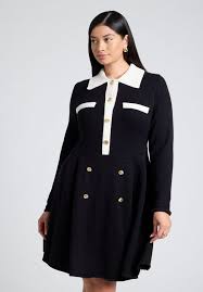 Photo 1 of Size 14/16 ELOQUII Women’s Plus Size Collared Sweater Dress with Buttons

