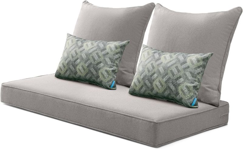Photo 1 of ARTPLAN Outdoor Loveseat Cushion Set,46.6"x 24",Water Repellent,Fade Resistant,Cushion Set for Couch,Bench and Swing,5 Pieces Wicker Furniture Cushions,Dark Grey