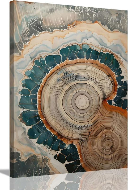 Photo 1 of IBHJSART Framed Tree Ring Canvas Wall Art Vintage Colorful Wood Stump Painting Prints Modern Minimalist Pictures Neutral Nature Rustic Farmhouse Decor Living Room Bedroom Bathroom Office