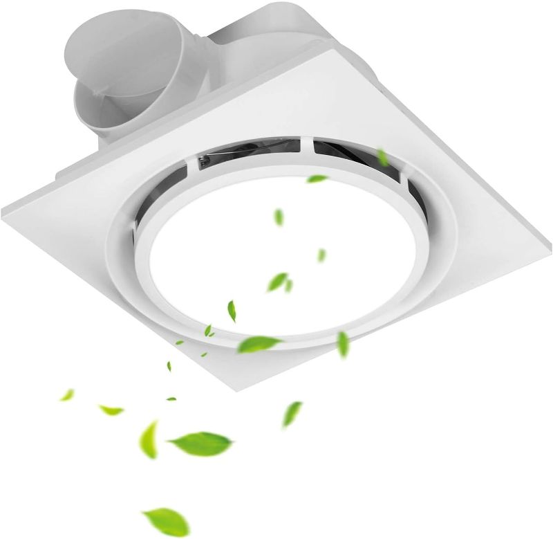 Photo 1 of Bathroom Exhaust Fan with LED Light 12x12 IN Panel, Mounting Opening 9.8x9.8 IN 145CFM Ultra Quiet 1.0 Sone Exhaust Fan with 1500lm 6000K Bathroom Fan Light Combo for home, office etc?Round?