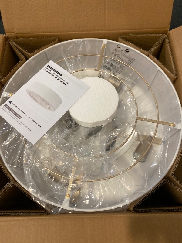 Photo 1 of Low Profile Ceiling Fans with Lights, 20" Boho Rattan Ceiling Fan with Light Flush Mount and Remote Control, Drum Caged with 6 Speeds for Bedroom, Nursery, Living Room