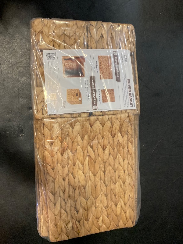 Photo 1 of BLUEWEST Water Hyacinth Storage Baskets (Set of 6) – Woven Hyacinth Organizer with Carrying Handles, Laundry Basket for Organizing, Rattan Bin for Shelves