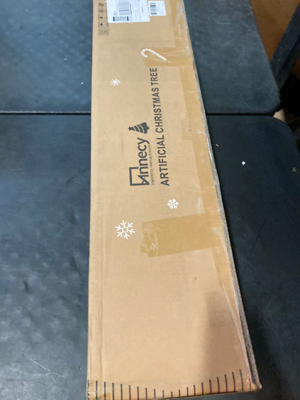 Photo 1 of 6ft Pre- Christmas Tree, Artificial Pencil Holiday Decoration with LED Light & 400 Tips,200 warm lights Metal Foldable Stand for Indoor Use, Green