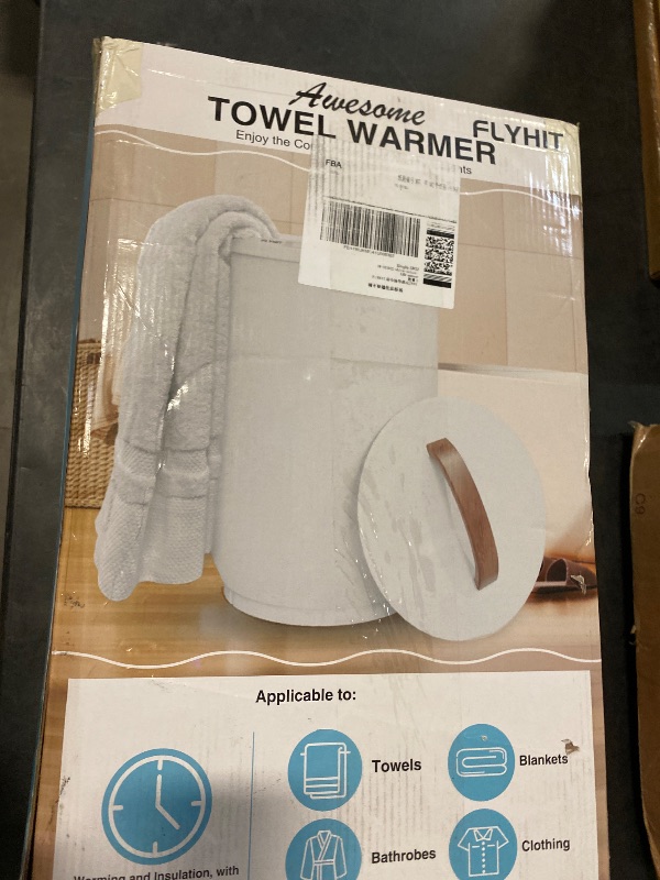 Photo 1 of Large Towel Warmer for Bathroom - Heated Towel Warmers Bucket, Wood Handle, Auto Shut Off, Fits Up to Two 40"X70" Oversized Towels, Bathrobes, Blankets, Best Ideal for Mother's Gifts
