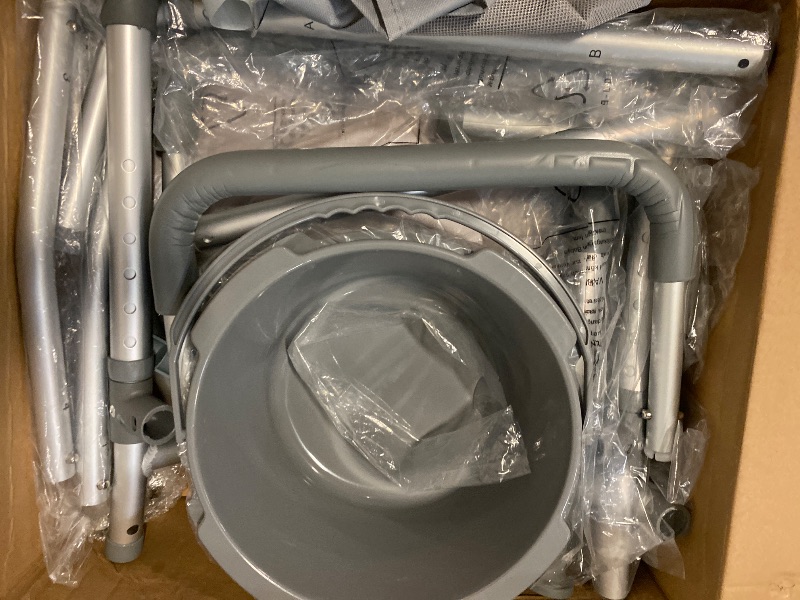 Photo 1 of HOMLAND Bedside Commode with Padded Seat and Backrest, Aluminum Commode Toilet with Bucket, Easy Cleaning Portable Toilet for Adults and Seniors, 350 lb Capacity Enhanced Crossbar