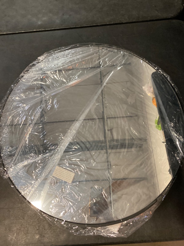 Photo 1 of 24 Inch Round Mirror - Circle Mirrors for Bathroom, Entryway and Living Room Wall Decor, Modern Hanging Vanity Mirror, Matte Black Circle Decorative Wall Mirror