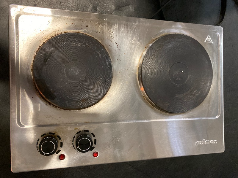 Photo 1 of Hot Plate,Cusimax Double Burner 1800W Cast Iron Heating Plate,Electric Stove with Adjustable Temperature Control,Stainless Steel,Suitable for Various Scenarios Upgraded Version