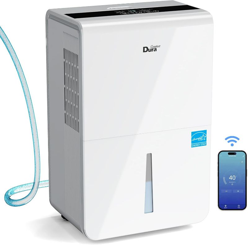 View 1 of Dehumidifier for Basement,Energy Star Certified for 4500 Sq.Ft Large Room, MAX to 70 Pints/day, included 16.4 Feet Drain Hose and Pump,White