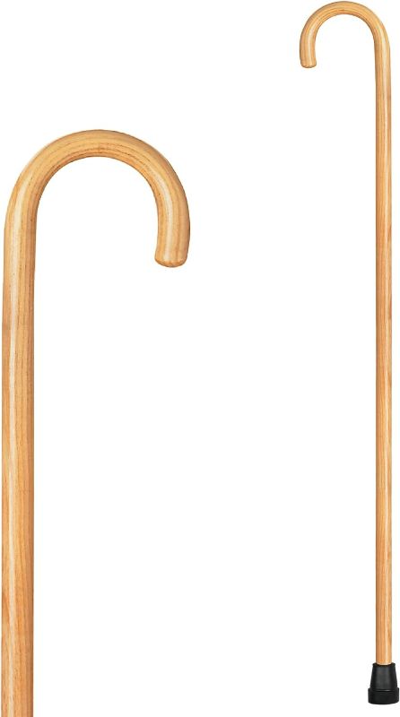 Photo 1 of Carex Wooden Walking Cane, Round Handle Wood Cane with Natural Ash Finish and Rubber Tip, Traditional Style Walking Stick for Men and Women, 36 Inch Height, 7/8 Inch Diameter Natural Ash Finish