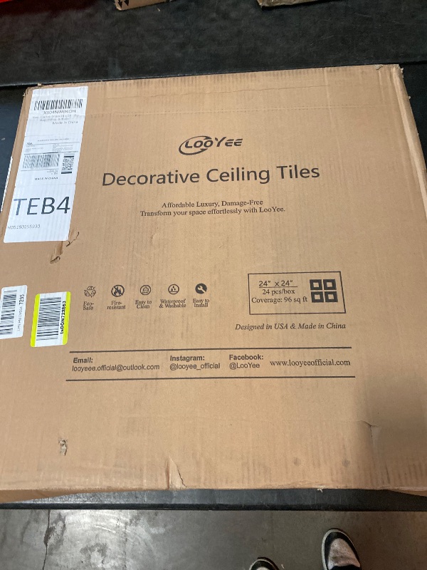 Photo 1 of 24 pcs 2ft x 2ft Drop Ceiling Tiles, PVC Ceiling Panel White, Waterproof, Washable and Fire-Rated - Reusable - High-Grade PVC to Prevent Breakage (96 sq. ft./Box)