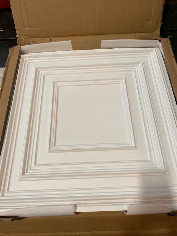 Photo 1 of 24 pcs 2ft x 2ft Drop Ceiling Tiles, PVC Ceiling Panel White, Waterproof, Washable and Fire-Rated - Reusable - High-Grade PVC to Prevent Breakage (96 sq. ft./Box)