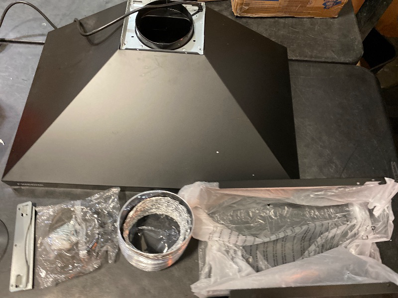 Photo 1 of FIREGAS Black Range Hood 30 Inch, Wall Mount Kitchen Hood Ducted/Ductless Convertible, 450 CFM, 3-Speed Exhaust Fan, Stainless Steel Stove Vent for Kitchen with LED Lights, Charcoal Filters