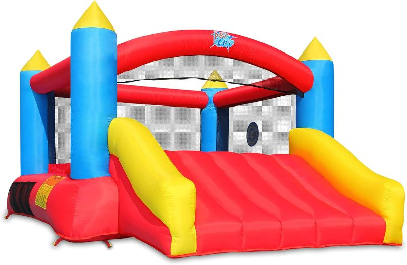 Photo 1 of ACTION AIR [Updated Version] Bounce House, Inflatable Bouncer with Air Blower, Jumping Castle with Slide, Family Backyard Bouncy Castle, Durable Sewn with Extra Thick Material, Idea for Kids (C-9745)