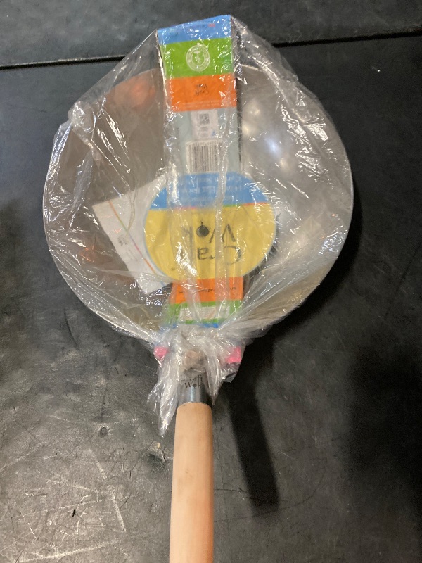 Photo 1 of Craft Wok Flat Hand Hammered Carbon Steel Pow Wok with Wooden and Steel Helper Handle (14 Inch, Flat Bottom) / 731W316