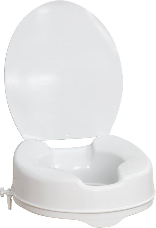 Photo 1 of Drive Medical 770-626 AquaSense Raised Toilet Seat with Lid, Standard Seat, White