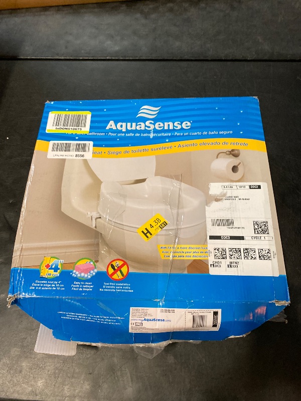 Photo 1 of Drive Medical 770-626 AquaSense Raised Toilet Seat with Lid, Standard Seat, White