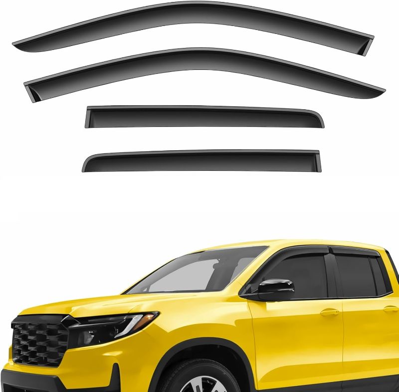 Photo 1 of Extra Durable Window Deflectors Tape-On Window Visors Rain Guards Fit for Honda Ridgeline 2017-2025, Sun Visors, Wind Vent for Shades, Exterior Car Accessories - 4pcs. AG0945