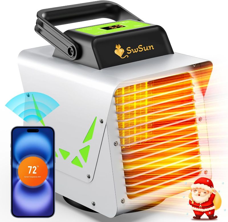 Photo 1 of 1500W Greenhouse Heater with Thermostat, Portable Outdoor Heater with Smart APP Remote Control for Green House, Garage, Grow Tents, Plants & Vegetables