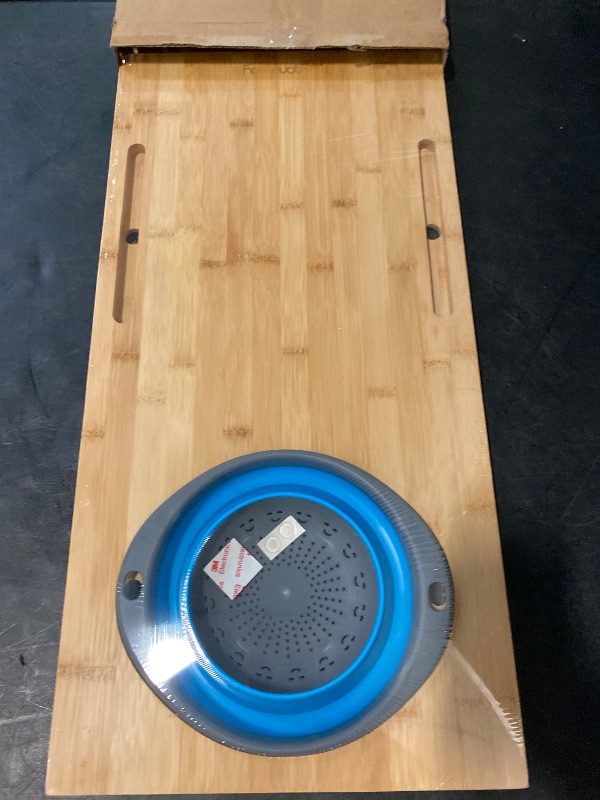 Photo 1 of Homevative Over the Sink Bamboo Cutting Board with Collapsible/Removable Strainer and Phone Slots