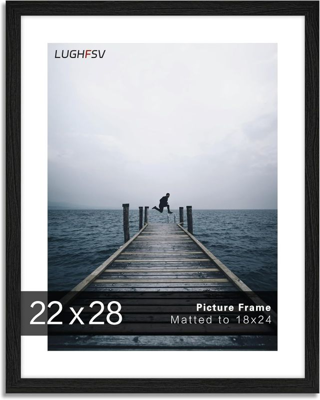 Photo 1 of 22x28 Picture Frame for Wall, Vertical or Horizontal Wall Hanging Large Poster Frame for Photo and Posters, Poster Frame 18x24 with Mat 22x28 Without Mat