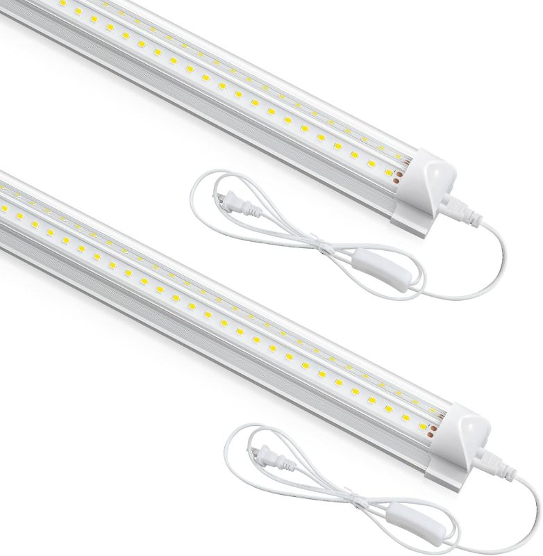 Photo 1 of LED Shop Light 2FT, 20W 3000LM 5000K, T8 LED Light Fixture, Clear Cover, Plug in Overhead Linkable Utility Tube Lights Indoor for Work Bench Workshop Living Room Bar Garage Closet Shed Gym