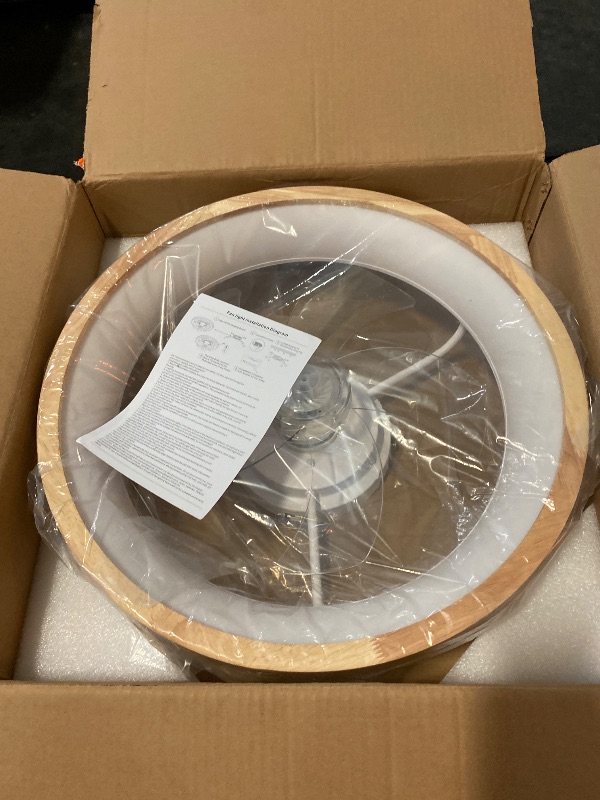 Photo 1 of Ceiling Fans with Lights and Remote 20 Inches Low Profile Flush Mount Ceiling Fan with LED Light 6500K Dimmable Quiet Timer 3 Colors 6 Speeds Reversible Modern Wooden Fans Light for Bedroom