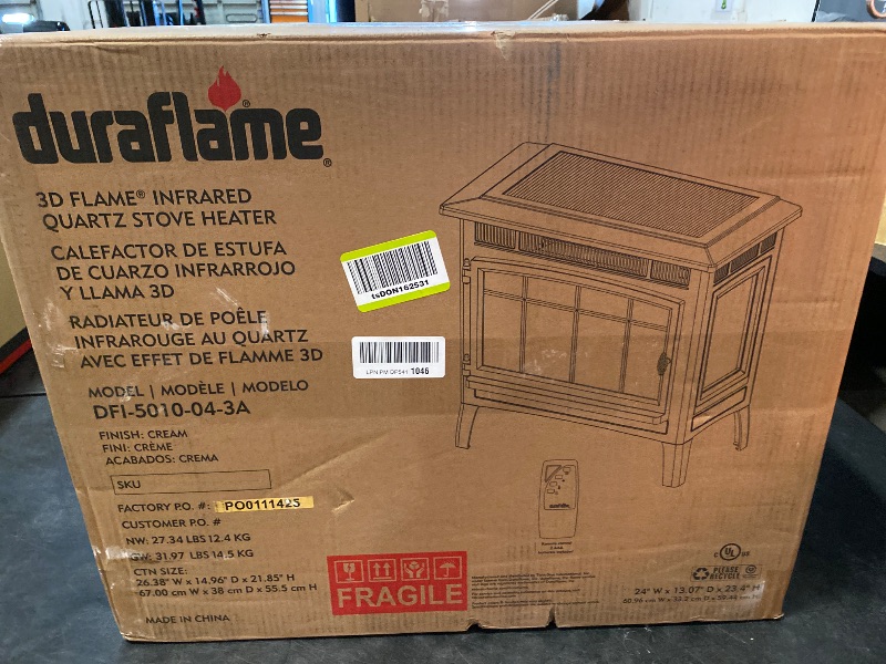 Photo 1 of duraflame Freestanding Electric Fireplace Stove Heater with 3D Flame Effect for 1,000 Sq. Ft. Room, Cream