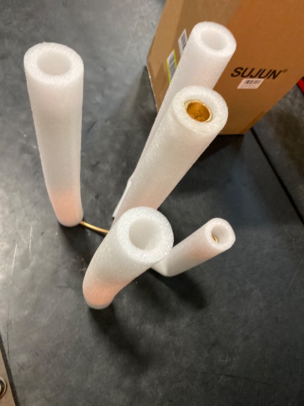 Photo 1 of 5-Candle Cast Iron Metal Candelabra Candlestick Holders 15 inch Tall Candle Holder Wedding Event Candelabra Candle Stand Brass Gold