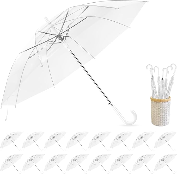 Photo 1 of Clear Wedding Umbrellas Bulk, High-Visibility Transparent Rain Umbrella, Firm and Durable, Easy Operation, Large Clear Umbrella for Wedding Bride Groom Photography Golf Outdoor